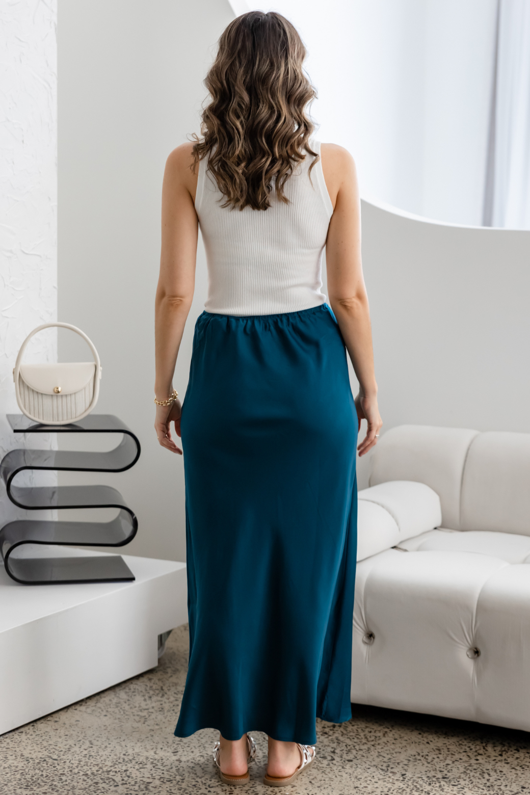 Lyla Bias Cut Skirt Deep Teal