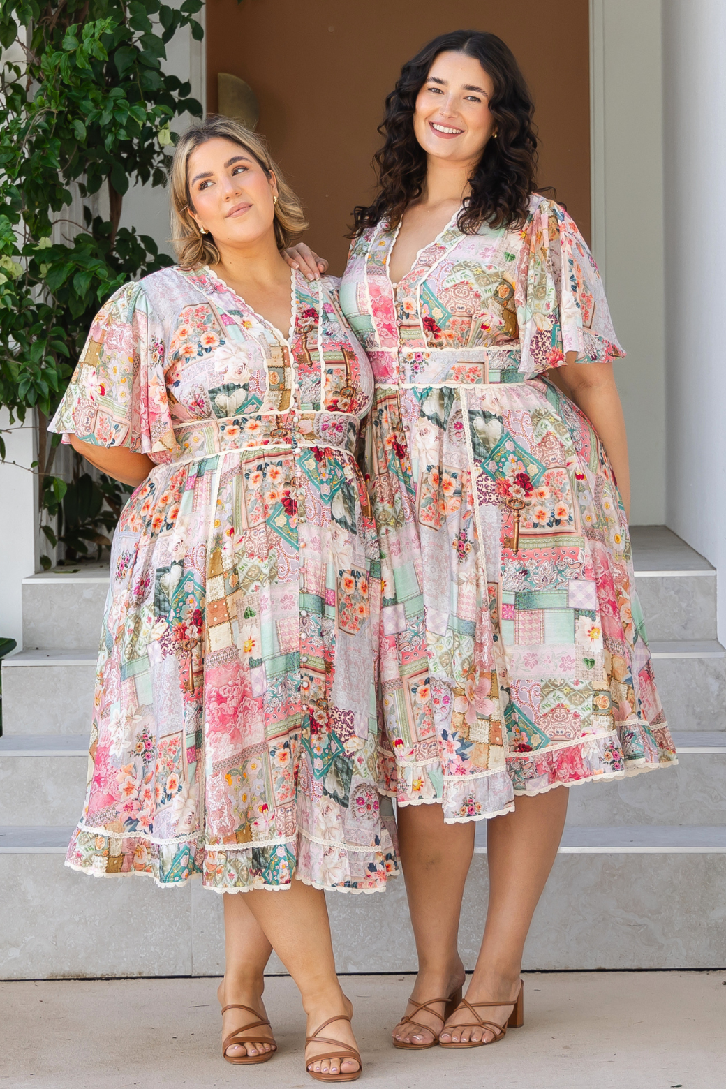 Lyndsey Midi Dress Francesca Print Blush