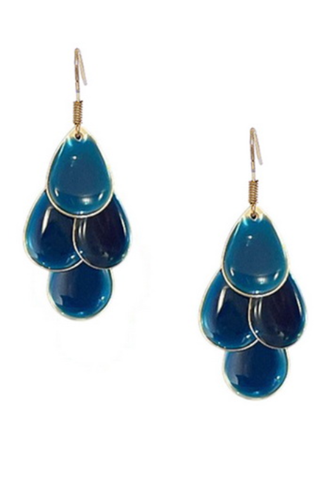 Orange Sherbet Enamel Layered TDrop Earrings Blue