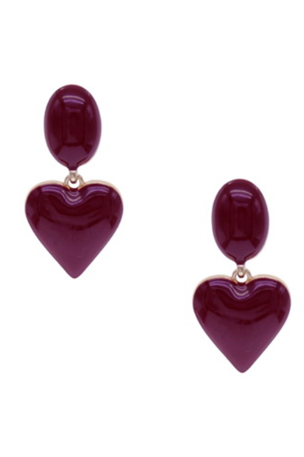 Orange Sherbet Enamel Heart Drop Earrings Magenta