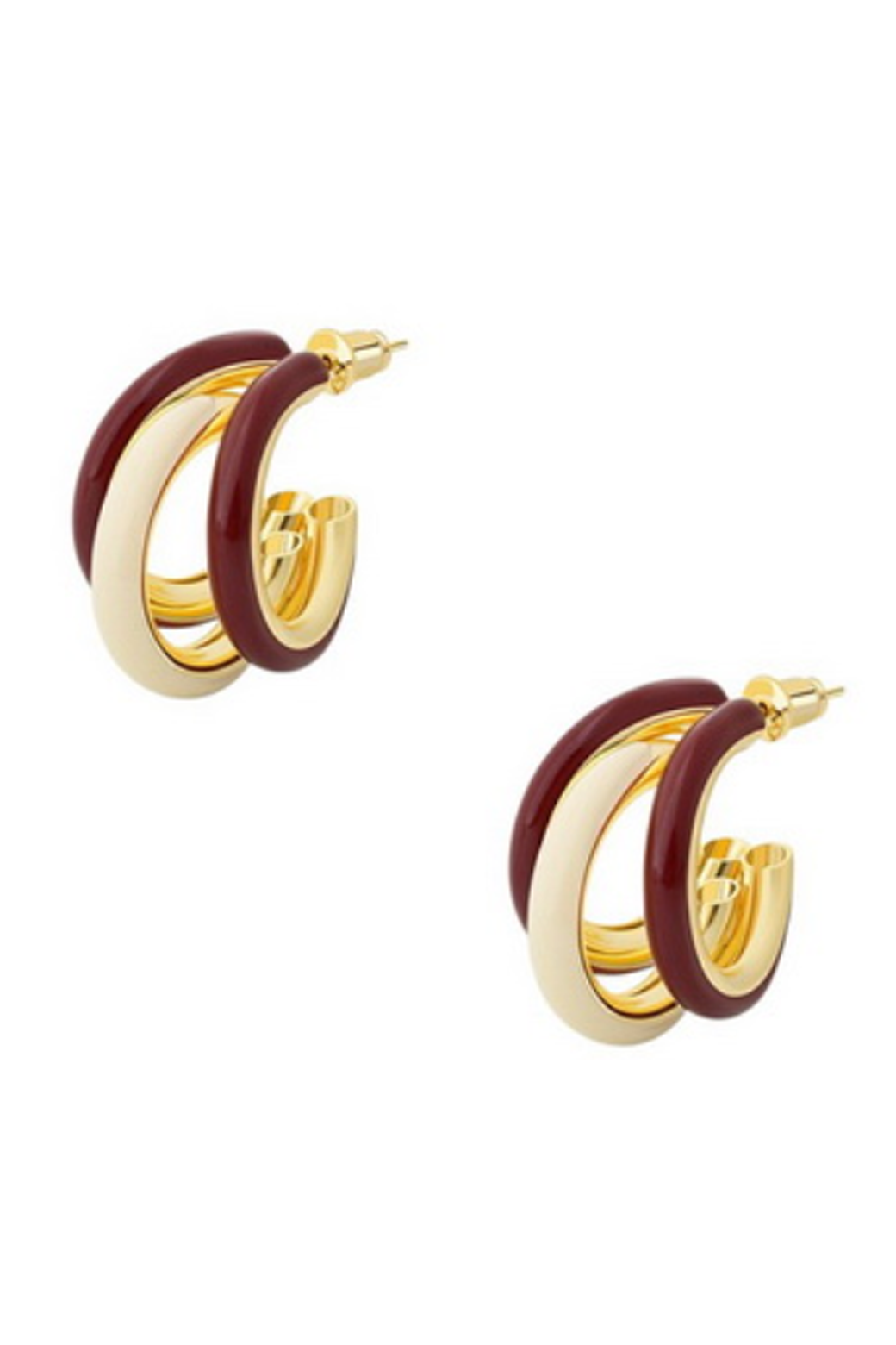 Orange Sherbet Enamel Crossover Hoop Earrings White