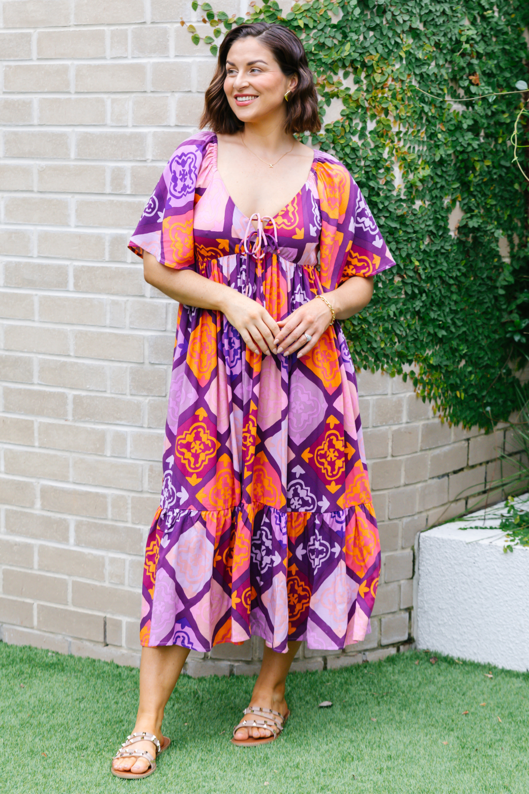 Mackenzie Midi Dress Alara Print Burgundy