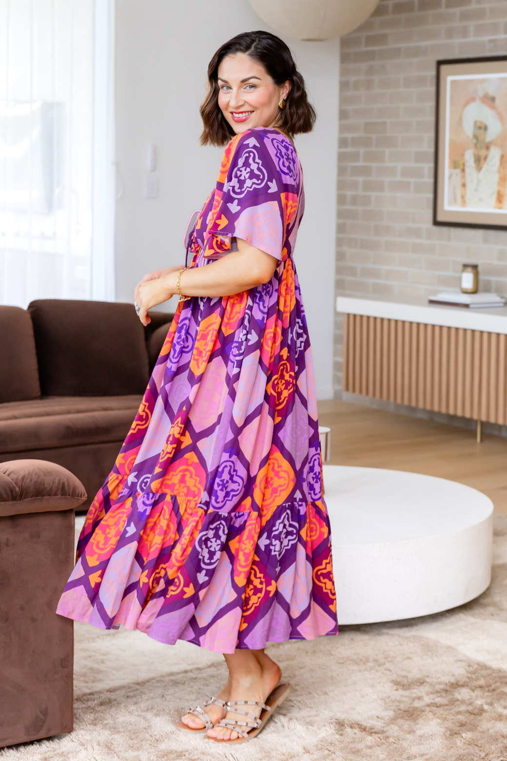 Mackenzie Midi Dress Alara Print Burgundy