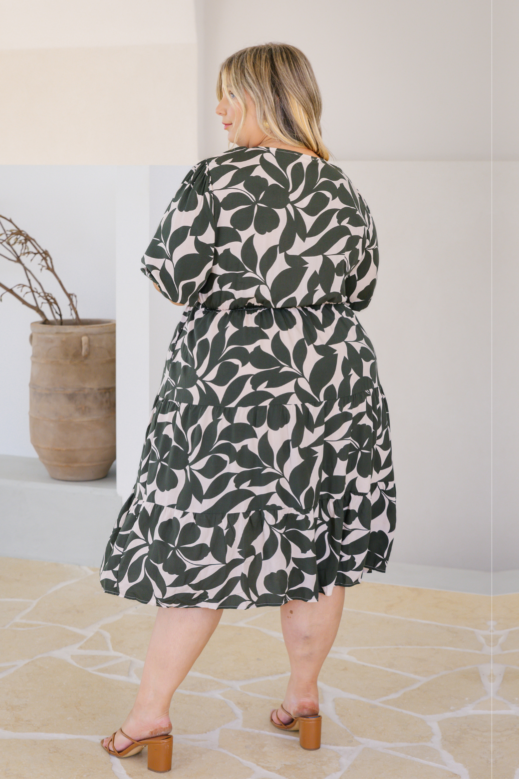 Madison Midi Dress Charlize Print Olive