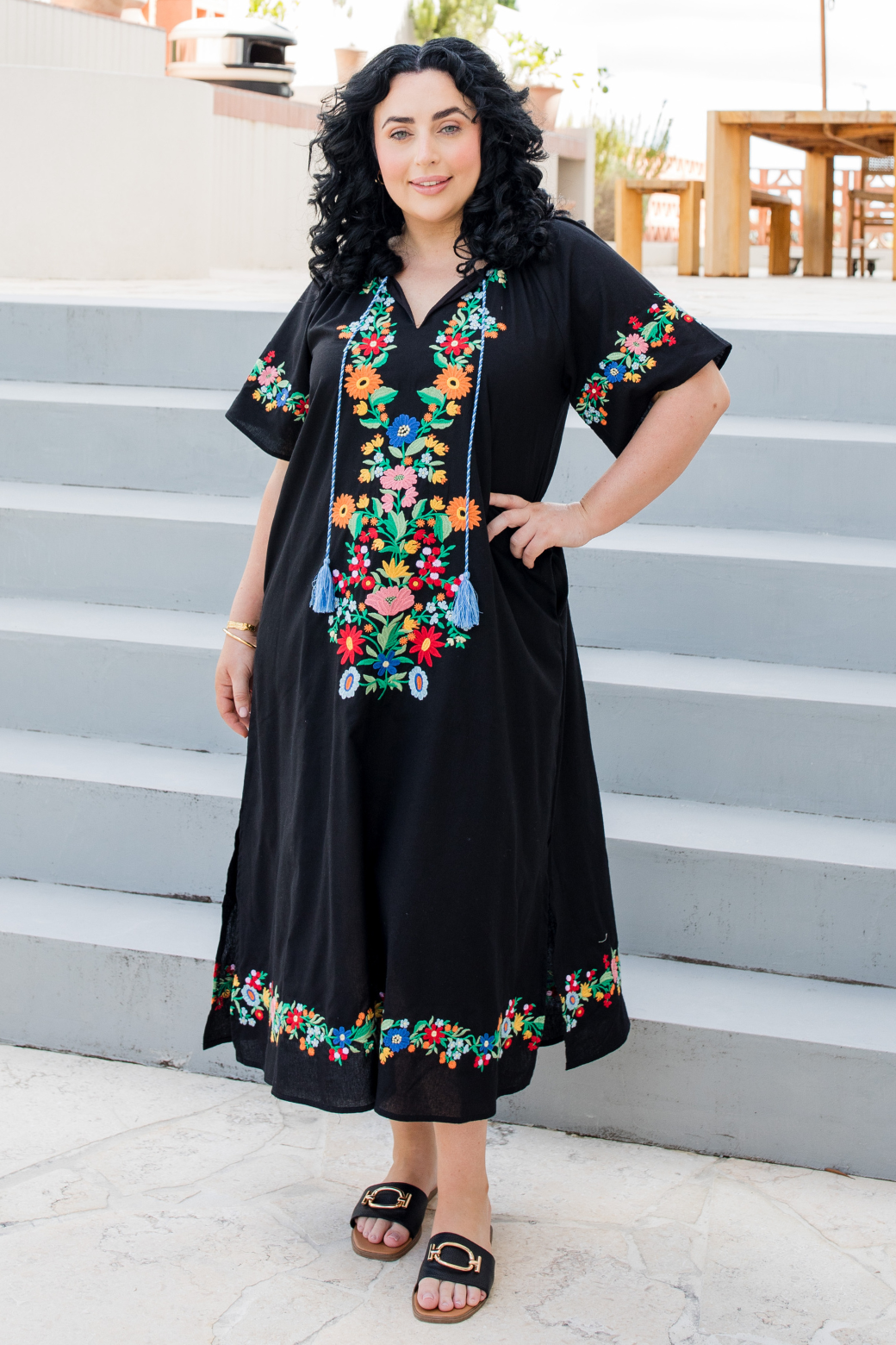 Maisy Embroidered Dress Black