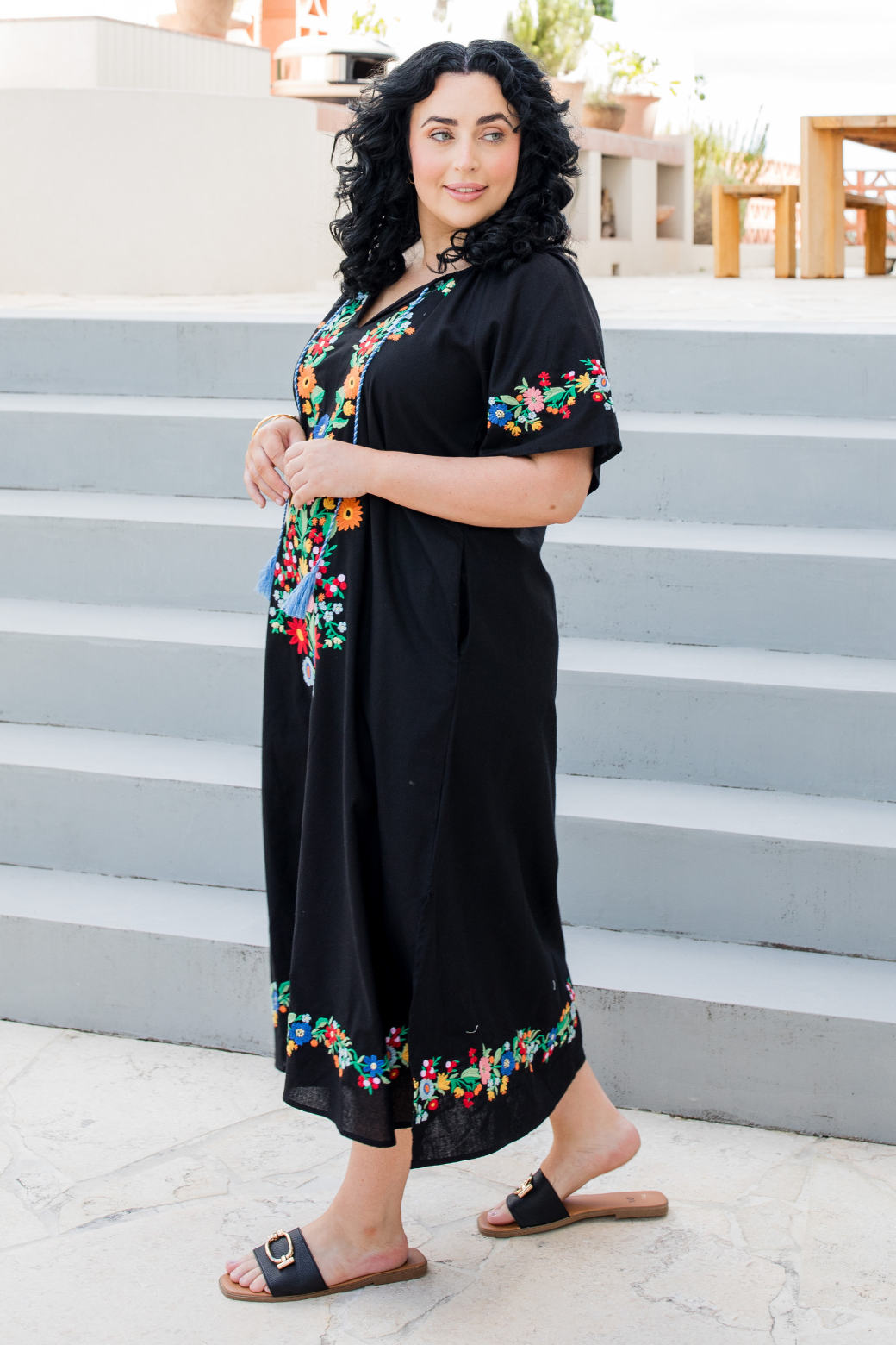 Maisy Embroidered Dress Black
