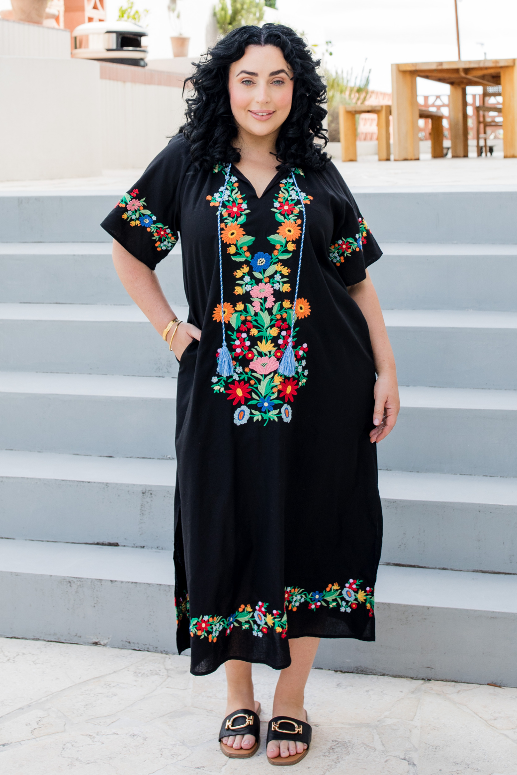 Maisy Embroidered Dress Black
