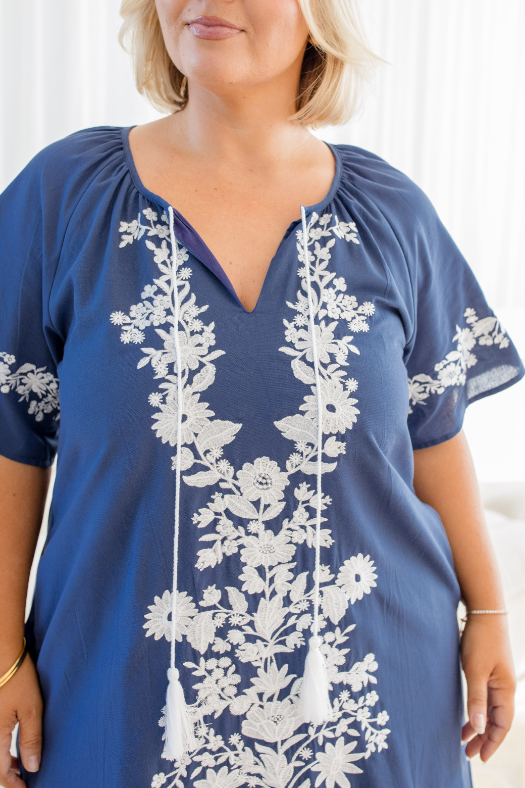 Maisy Embroidered Midi Dress Indigo