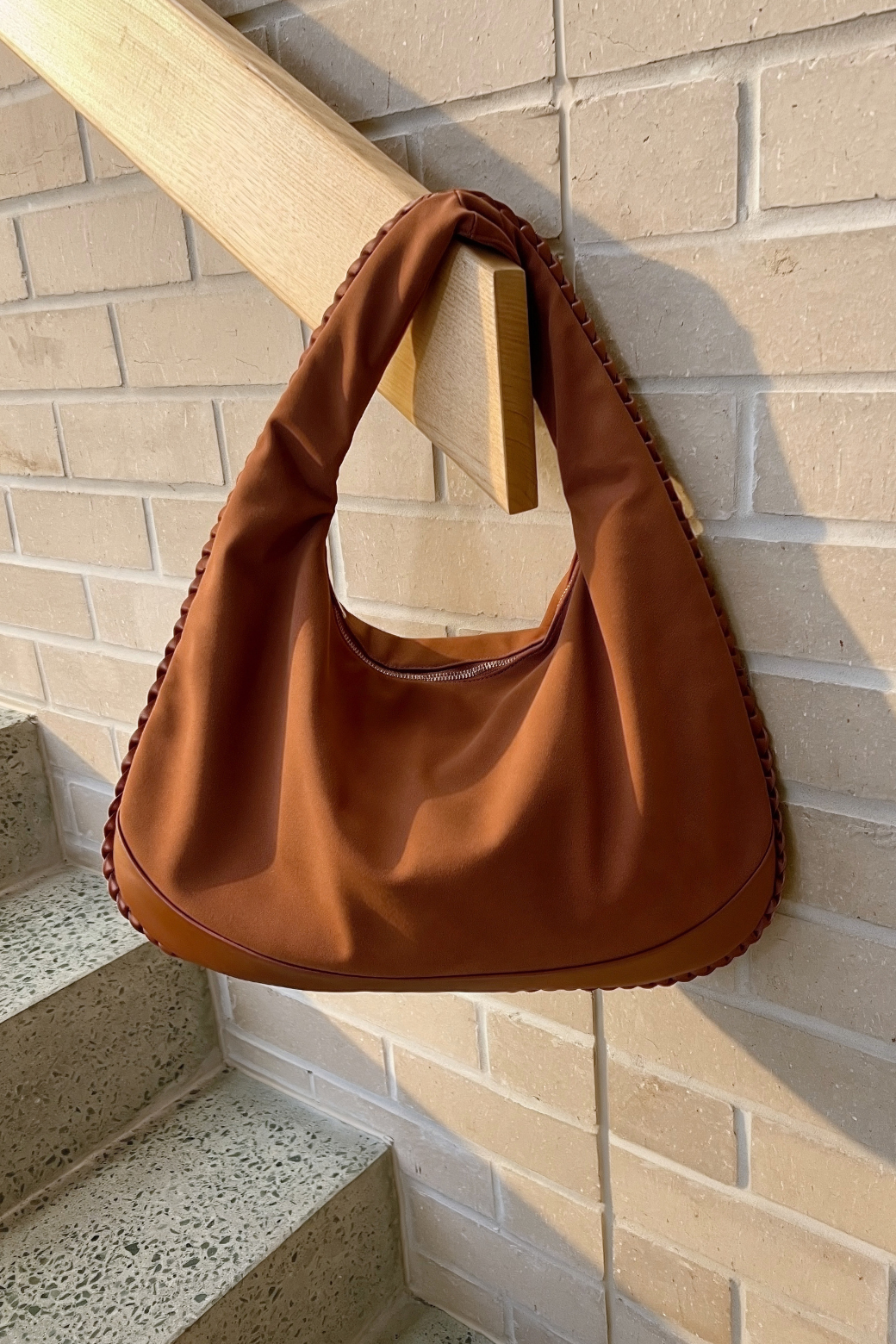 Marcella Suedette Hobo Bag Tan