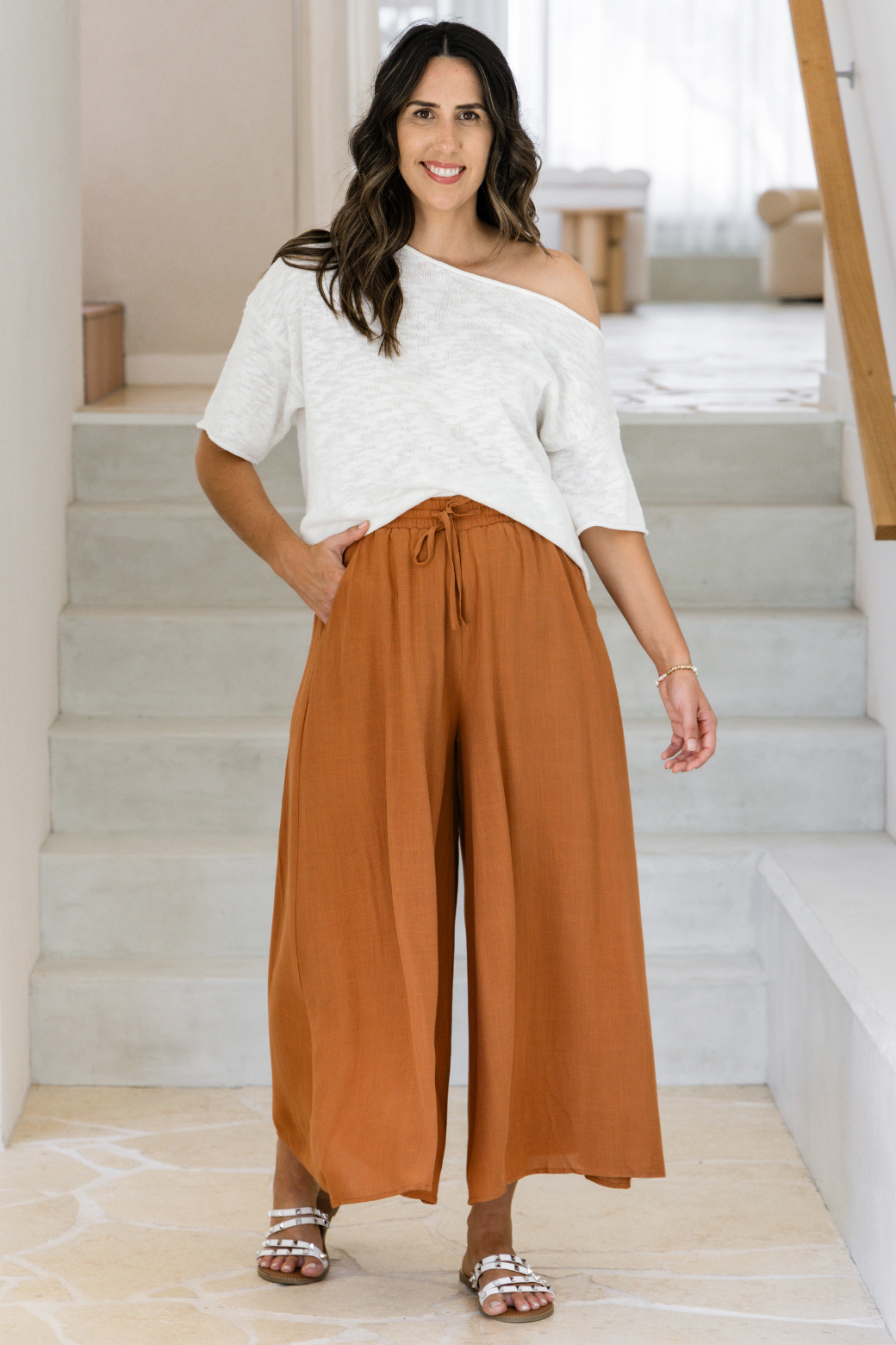 Maree Wide Leg Pant Rust