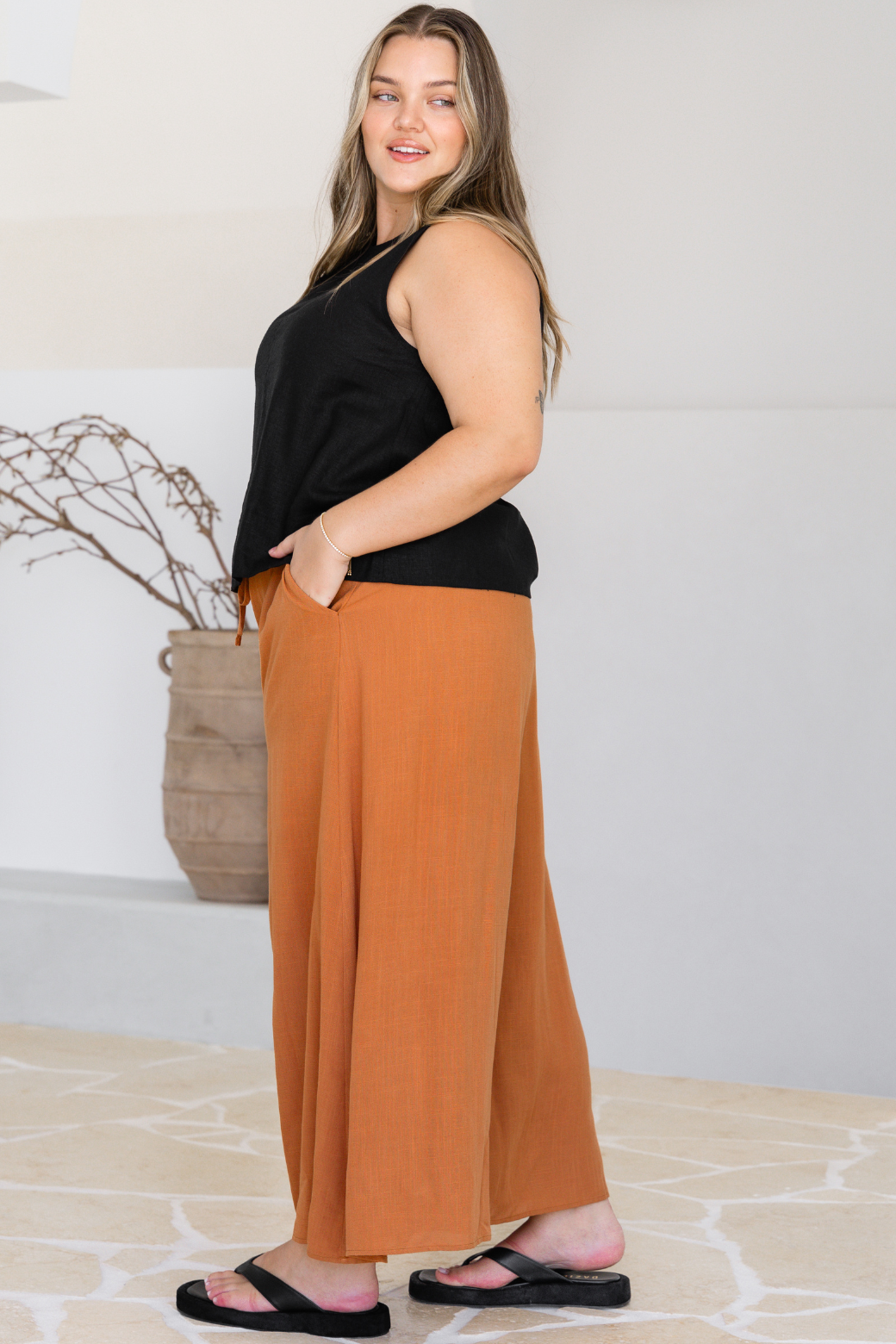 Maree Wide Leg Pant Rust