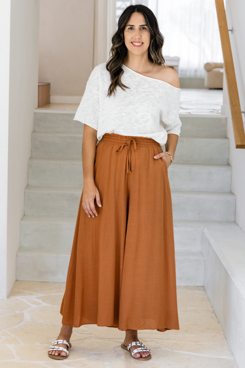 Maree Wide Leg Pant Rust