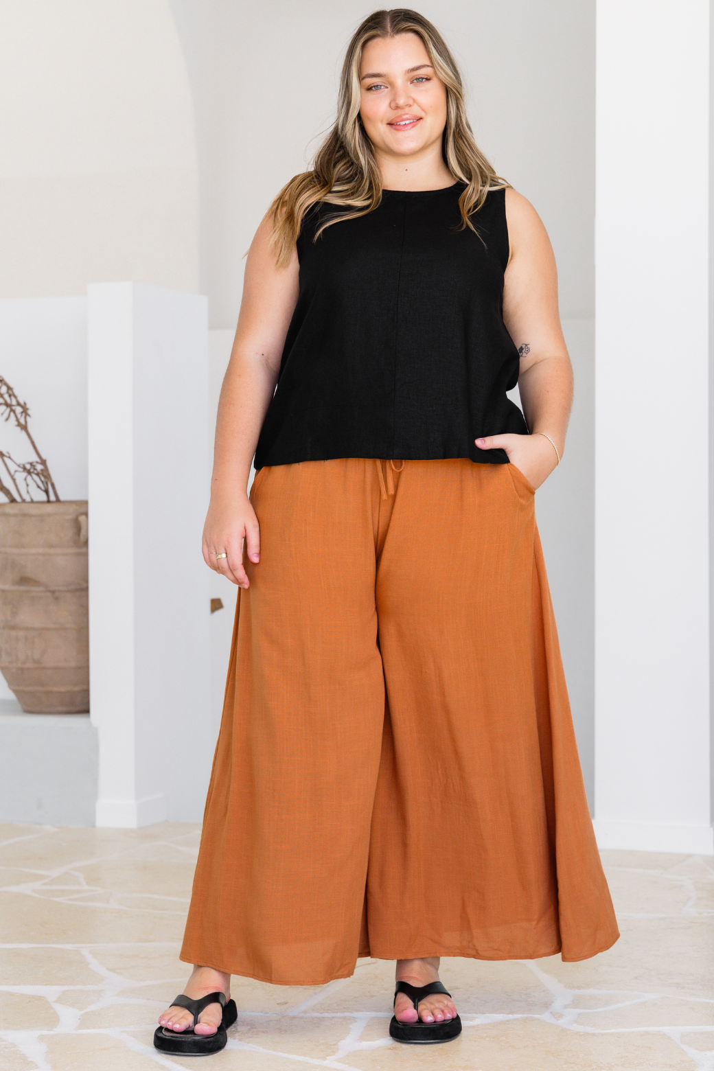 Maree Wide Leg Pant Rust