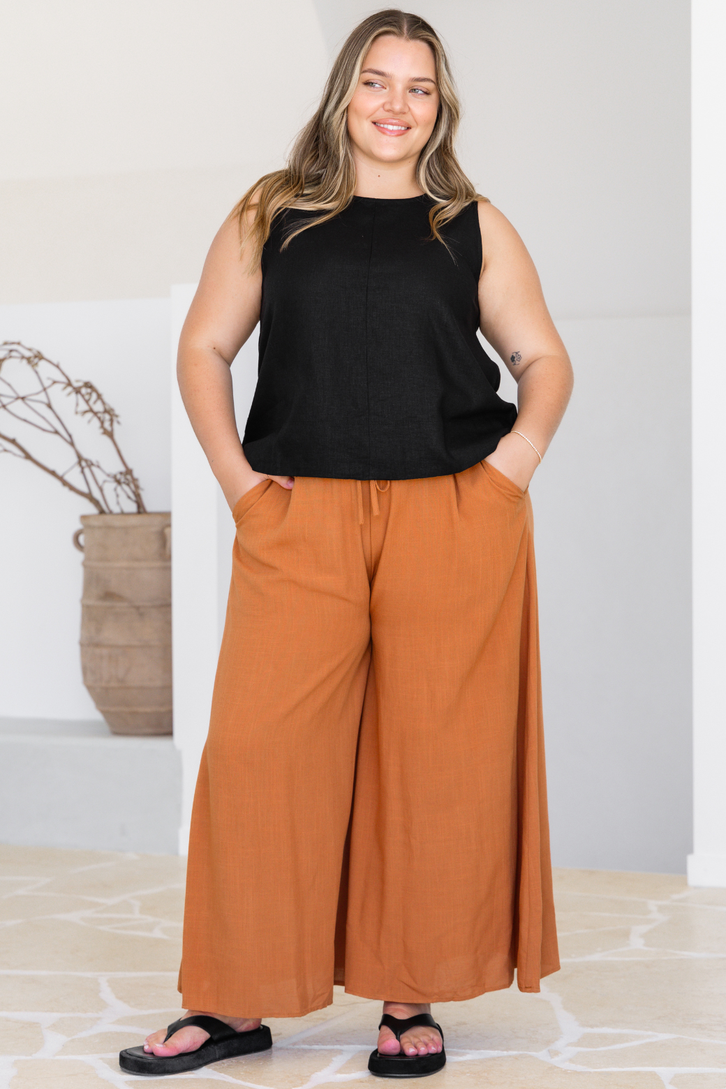 Maree Wide Leg Pant Rust