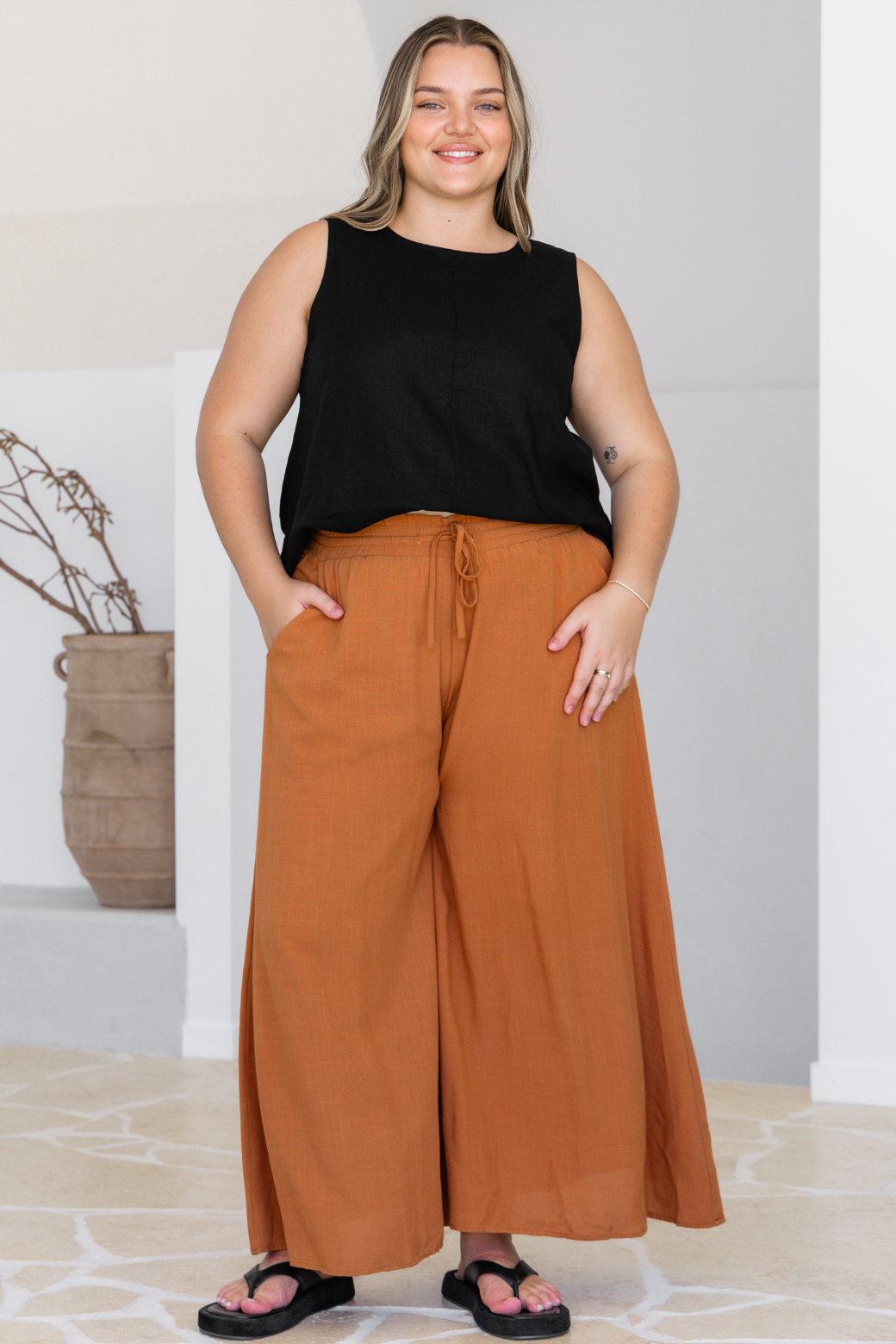 Maree Wide Leg Pant Rust