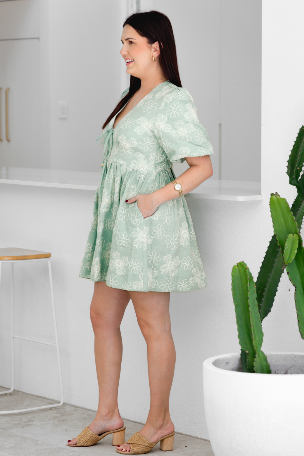 Margot Dress Sage Embroidery