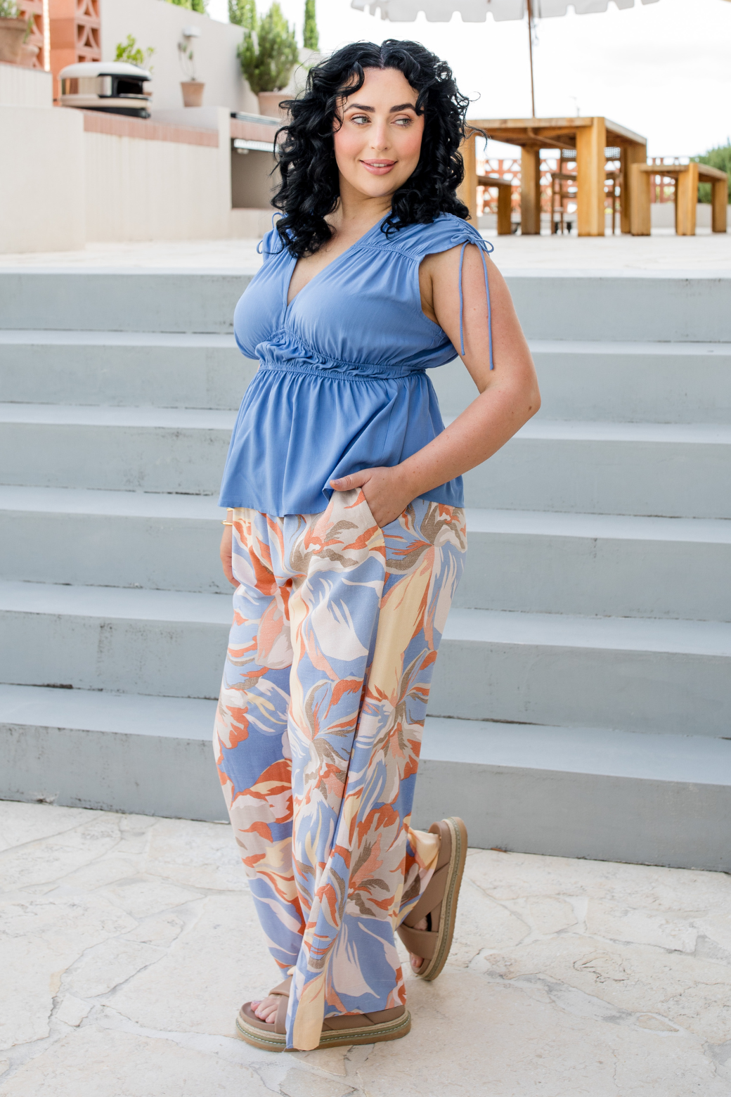 Marigold Top Dusty Blue