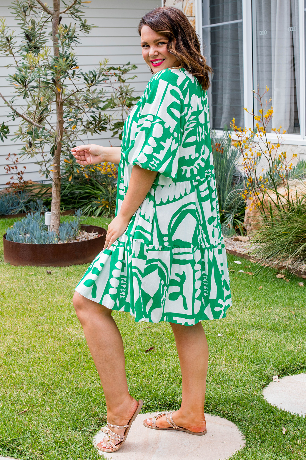 Megan Dress Vienna Print Green