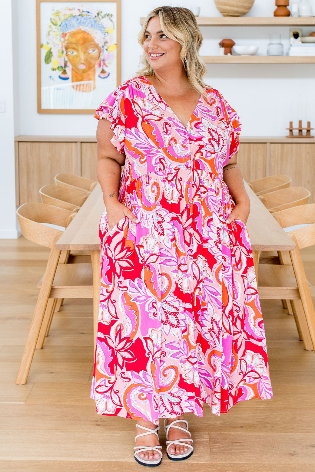 Melanie Midi Dress Tropic Sun Print Multi