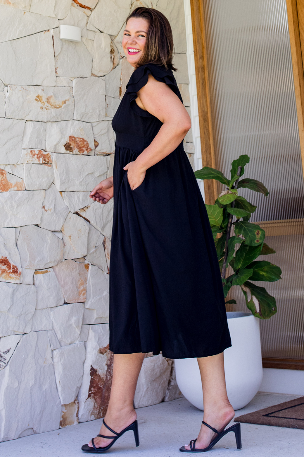 Melanie Midi Dress Blackest Black