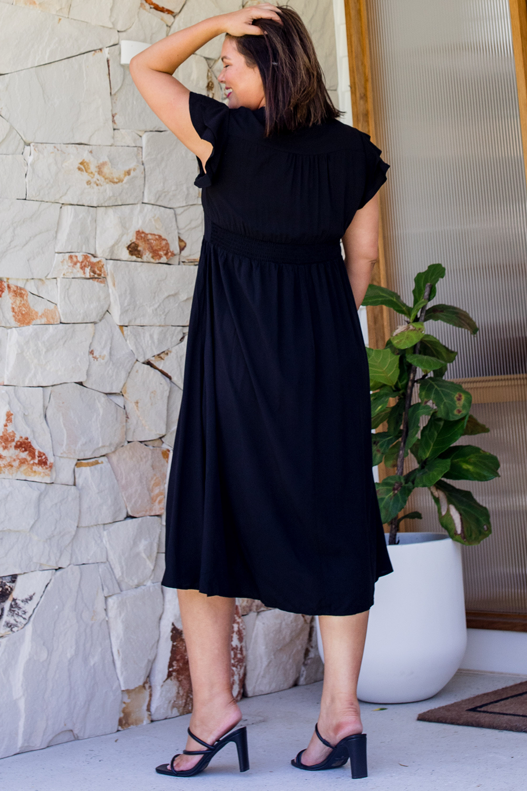 Melanie Midi Dress Blackest Black