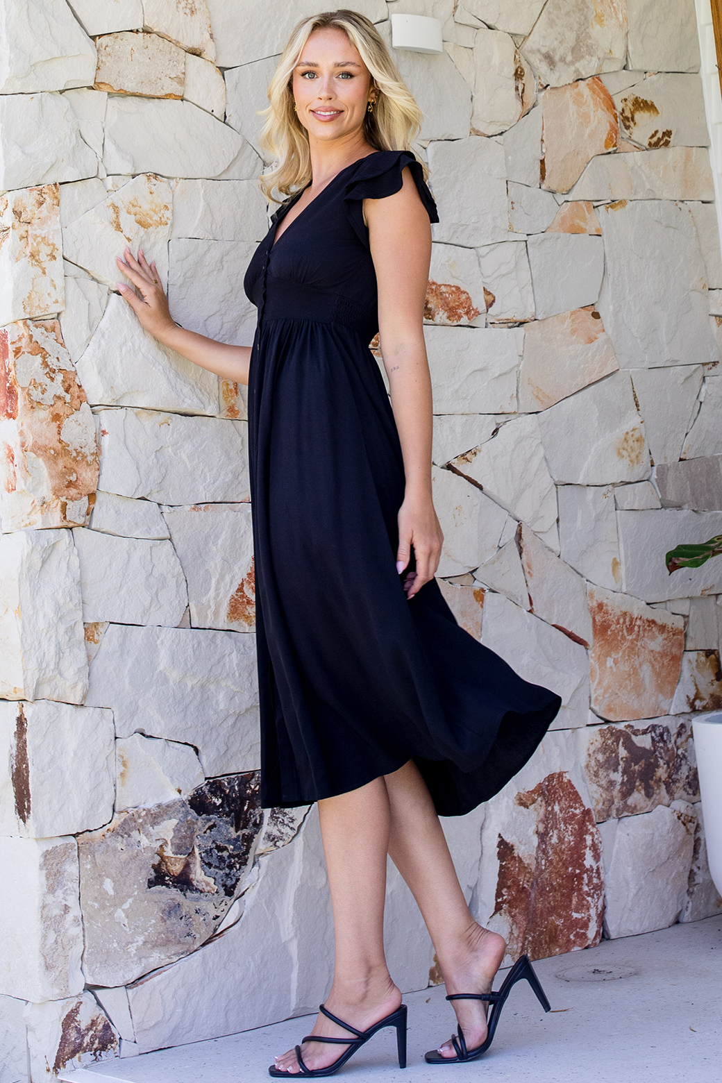Melanie Midi Dress Blackest Black