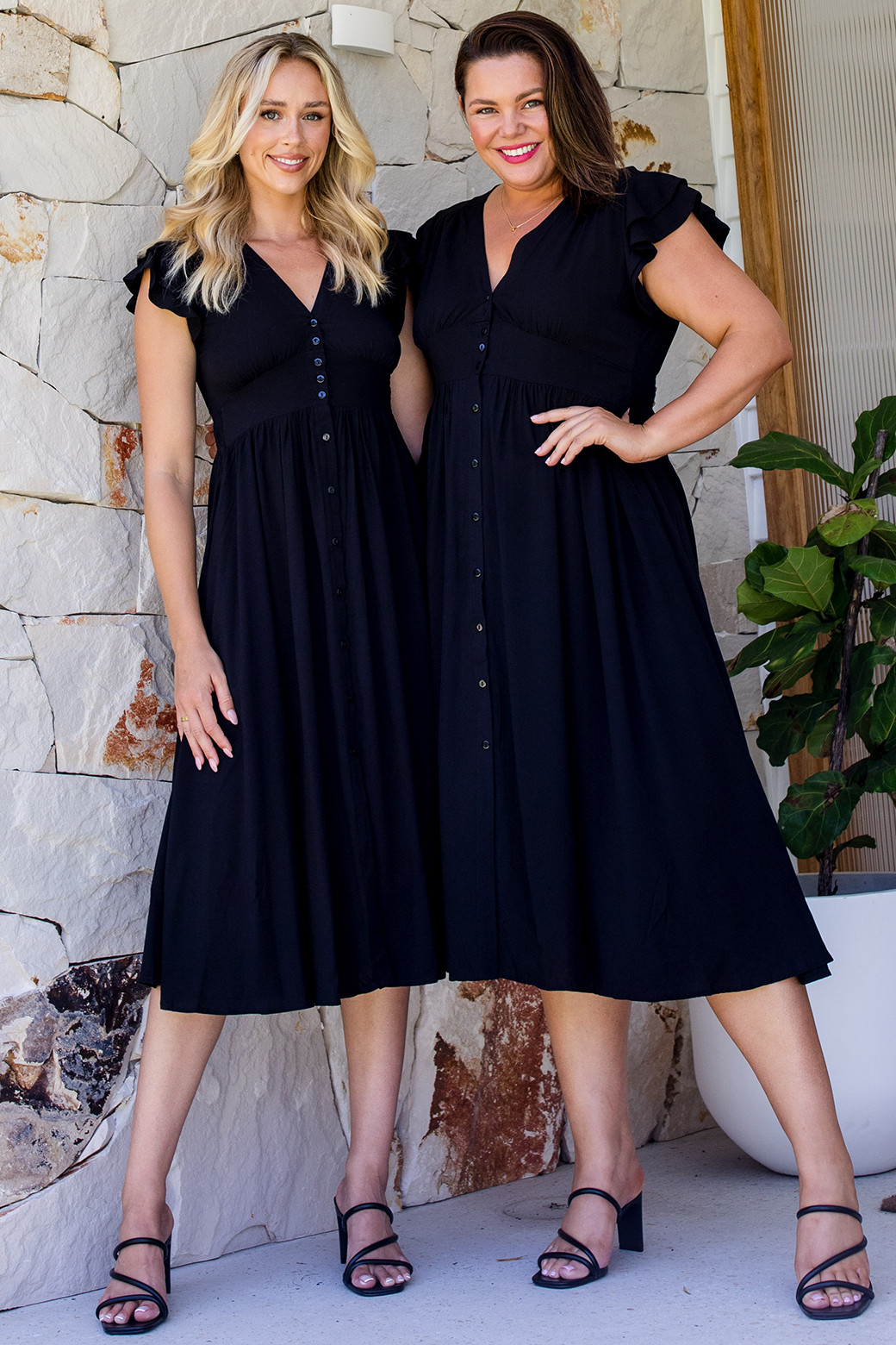 Melanie Midi Dress Blackest Black