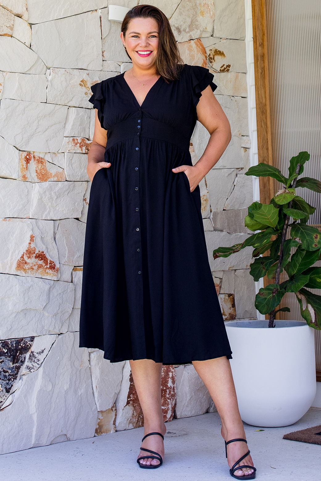 Melanie Midi Dress Blackest Black
