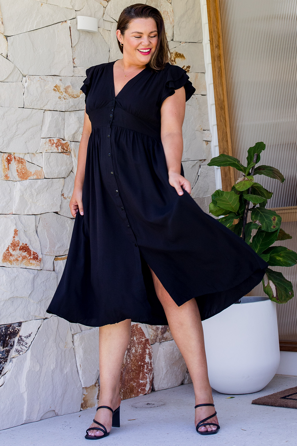 Melanie Midi Dress Blackest Black