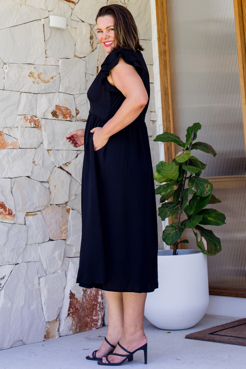 Melanie Midi Dress Blackest Black