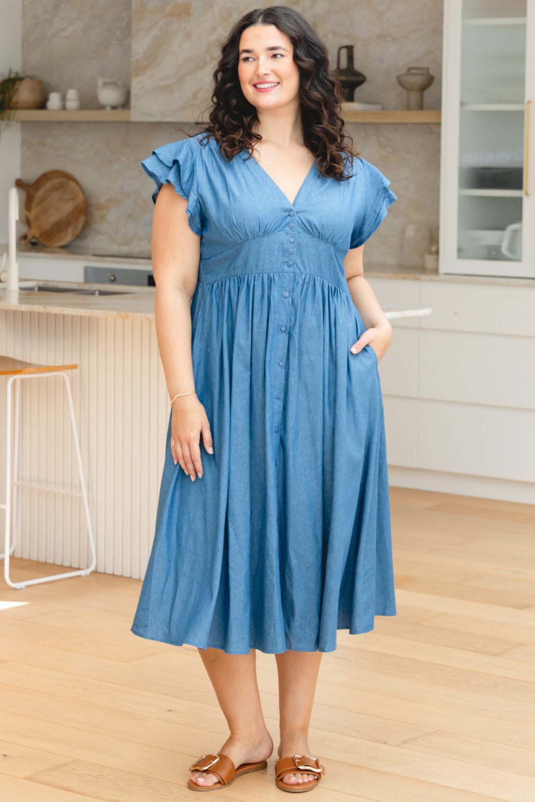 Melanie Midi Dress Chambray