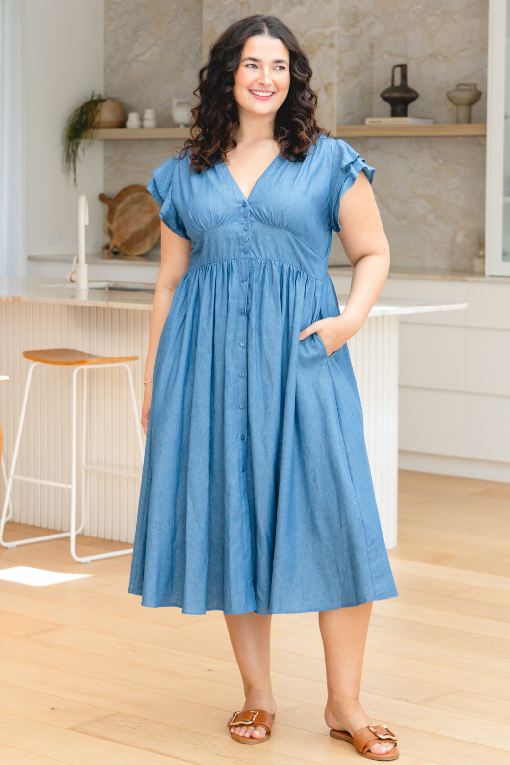 Melanie Midi Dress Chambray