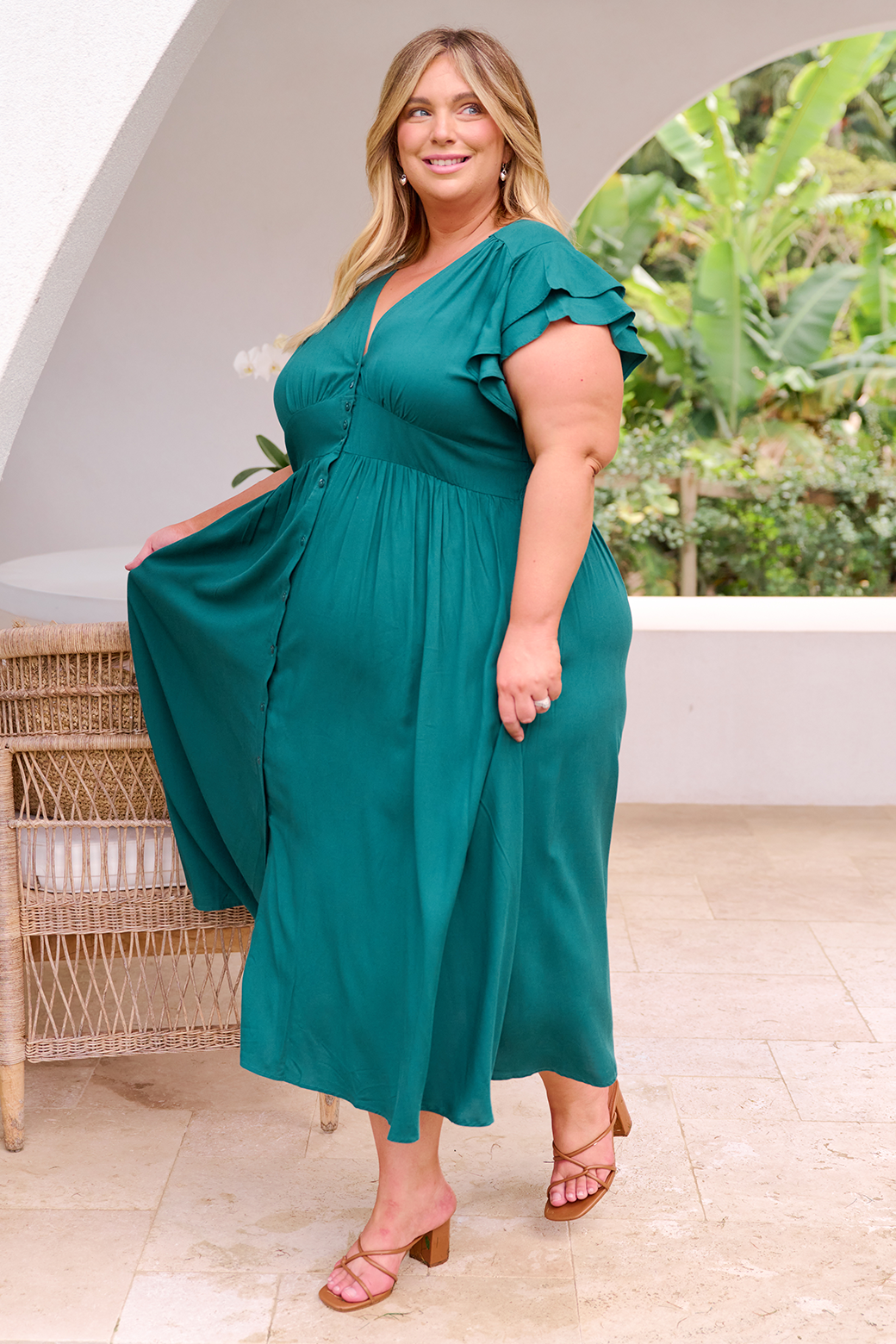 Final Sale | Melanie Midi Dress Dark Emerald