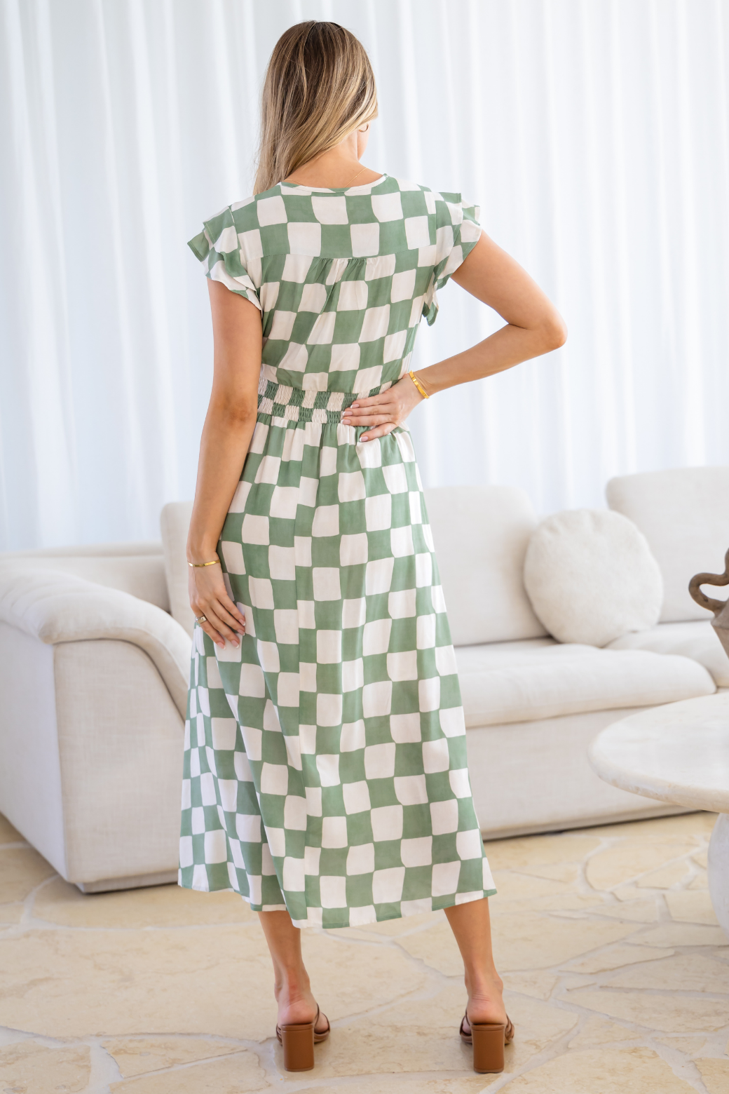 Melanie Midi Dress Sage Check