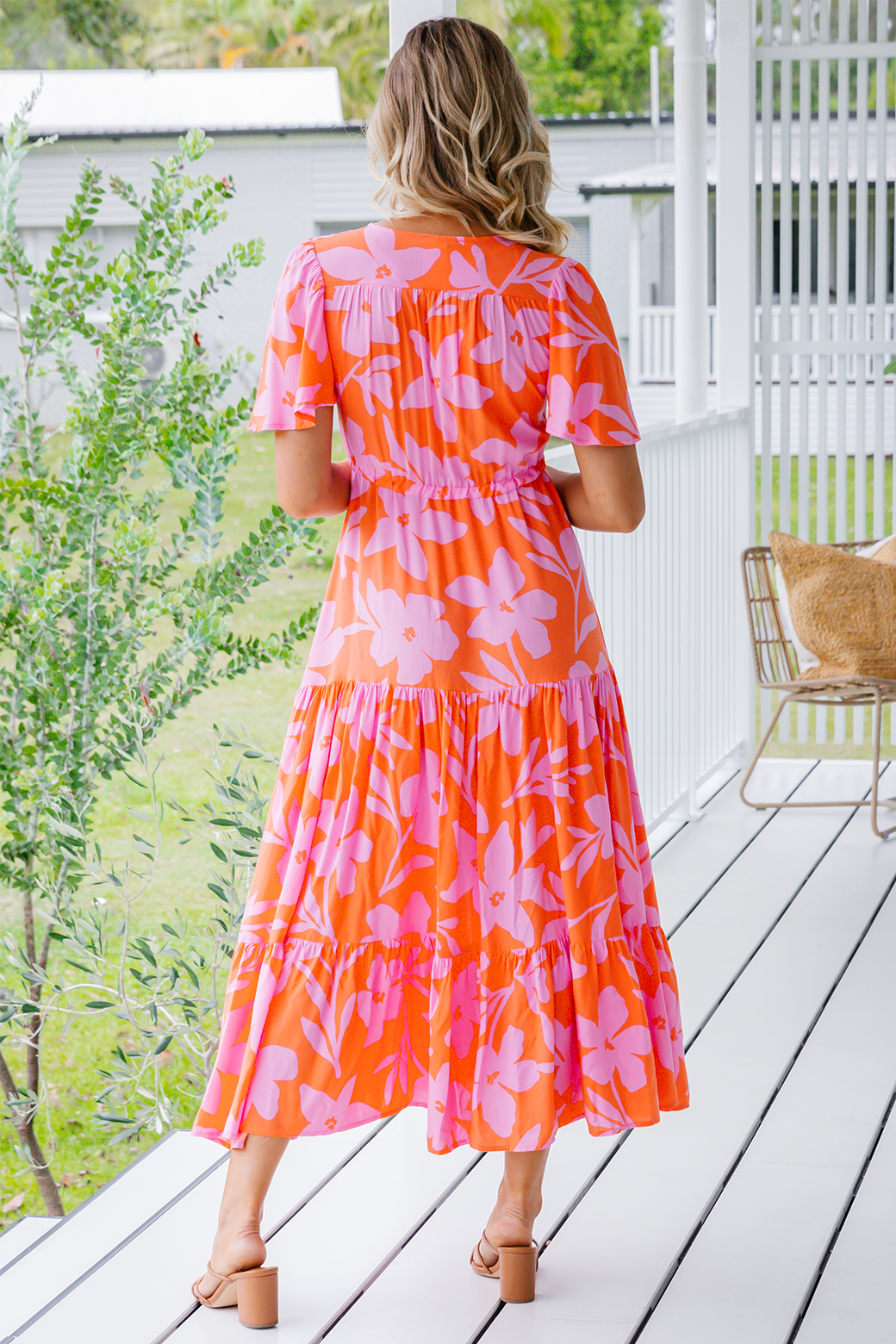 Melina Midi Dress Orange Augusta Print