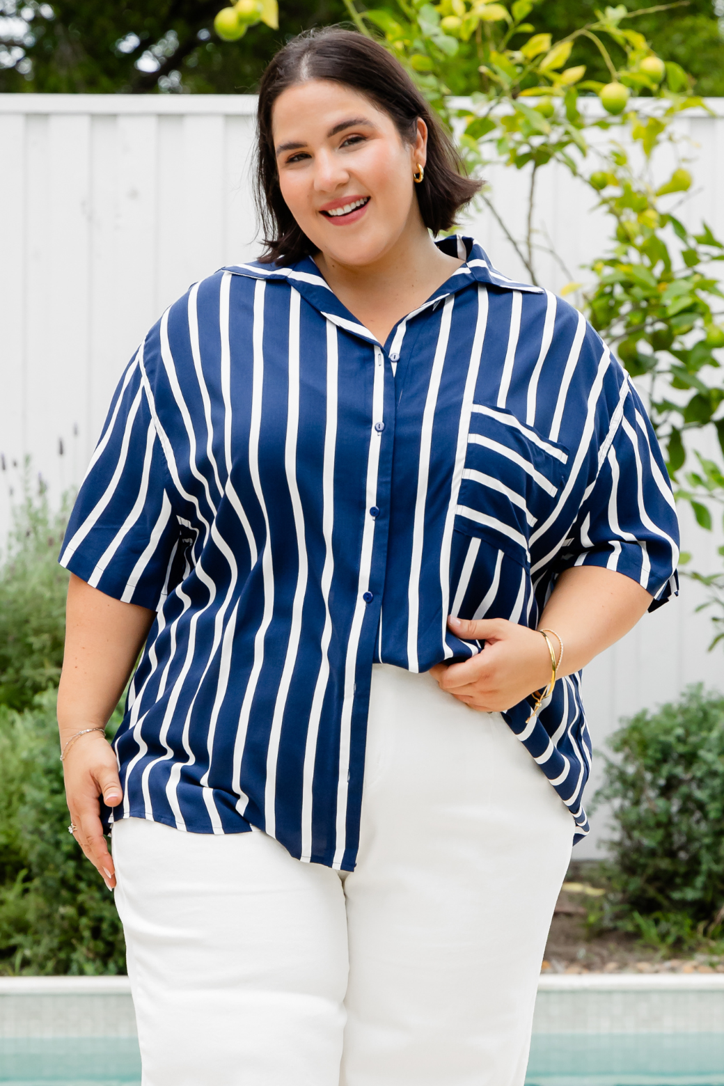 Melrose Shirt Navy Stripe