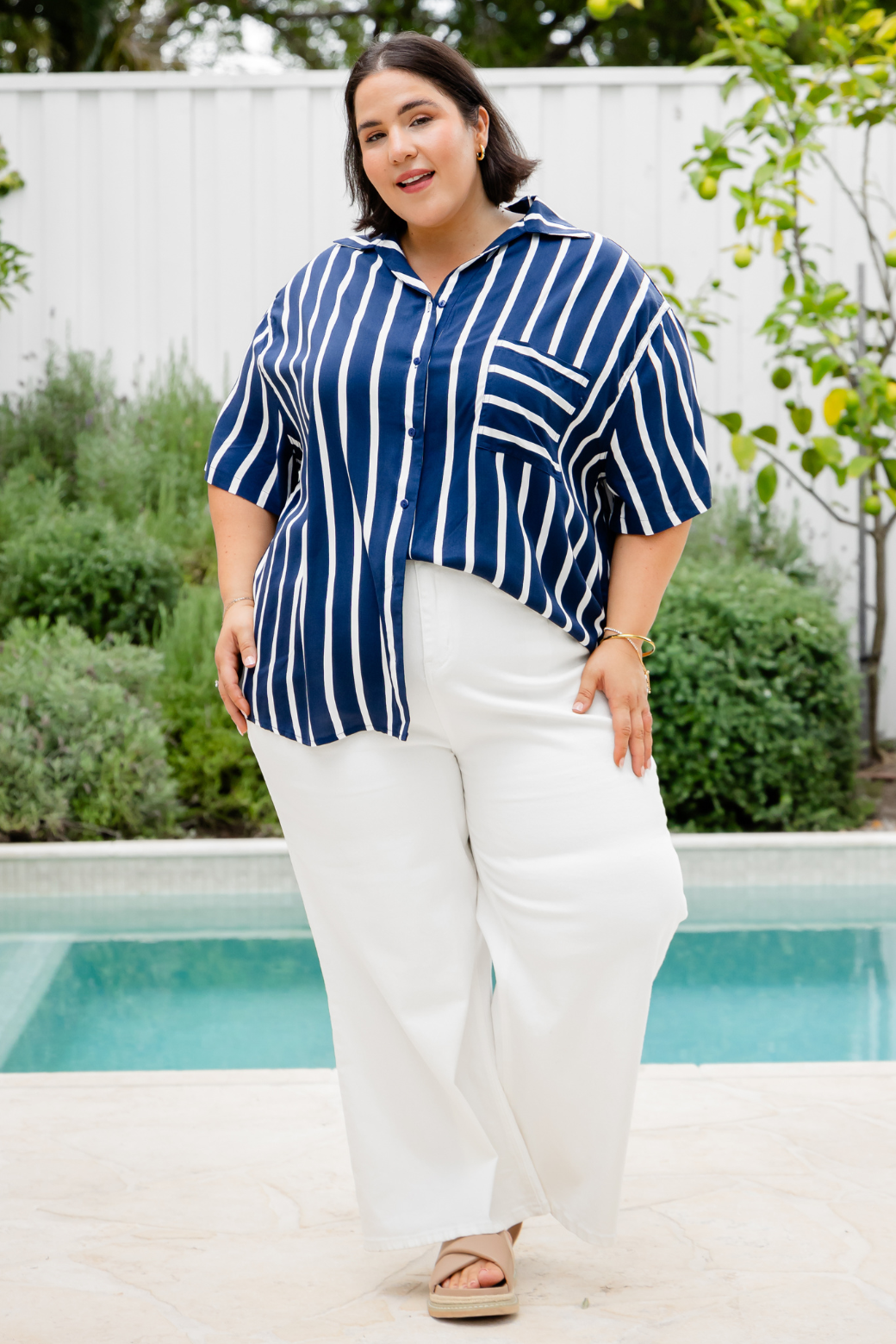 Melrose Shirt Navy Stripe