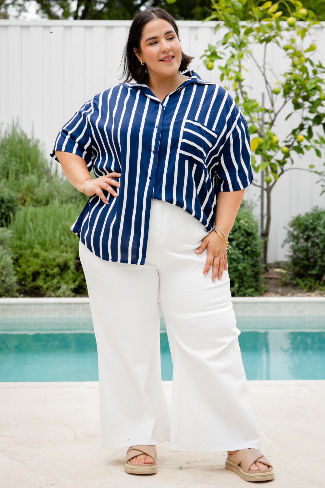 Melrose Shirt Navy Stripe