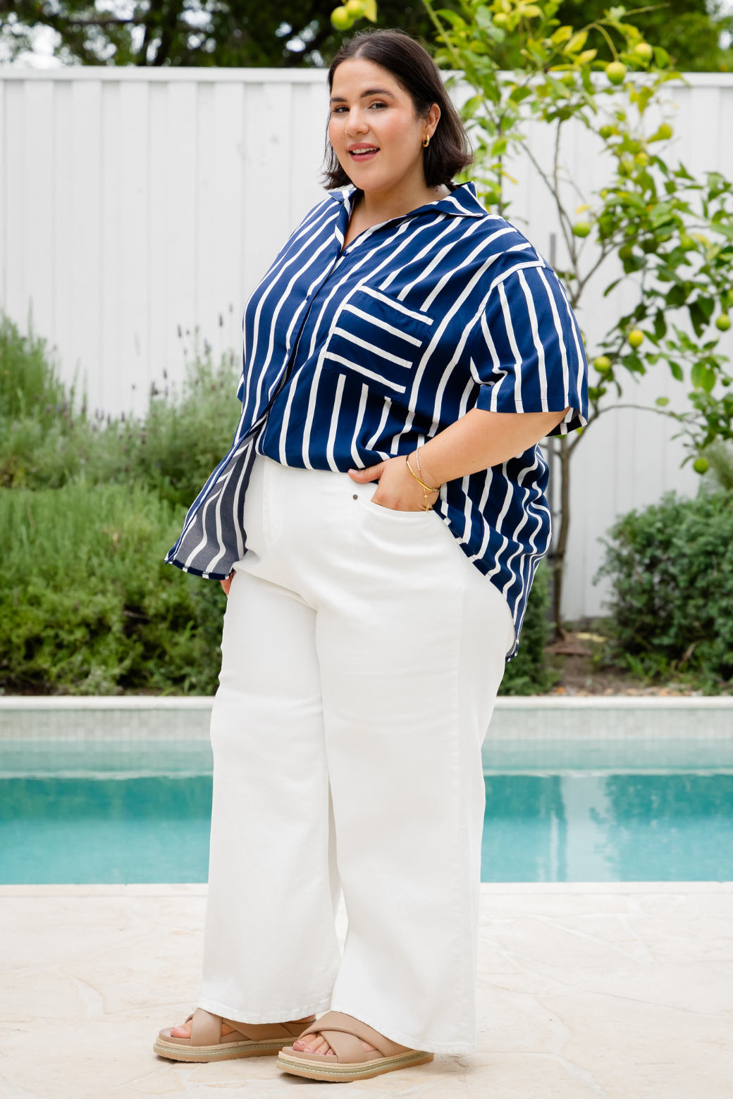 Melrose Shirt Navy Stripe