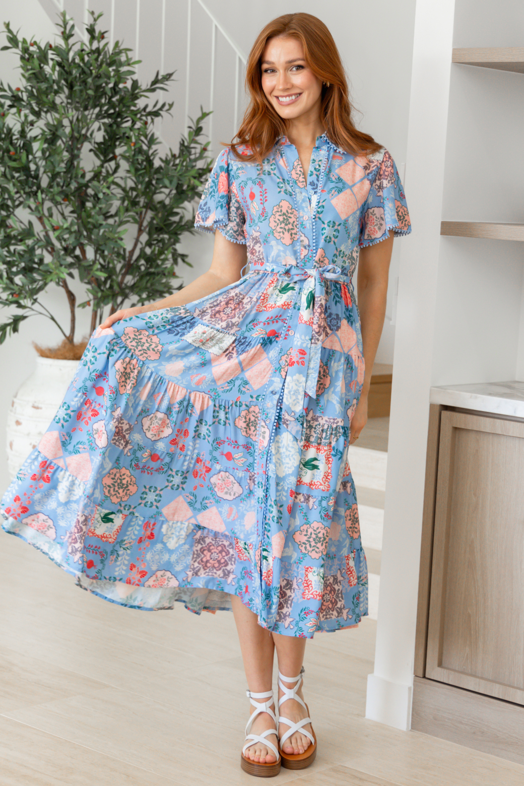 Mindy Midi Dress Antoinette Print Blue