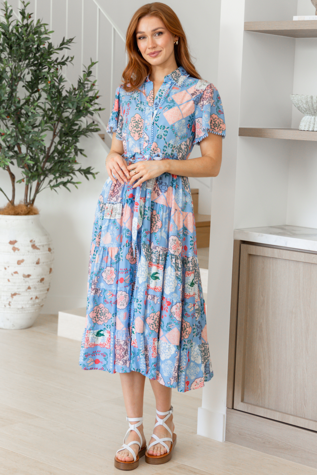 Mindy Midi Dress Antoinette Print Blue