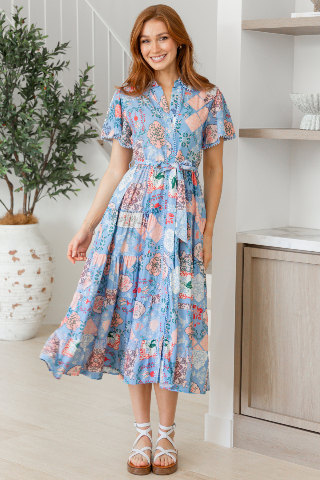 Mindy Midi Dress Antoinette Print Blue