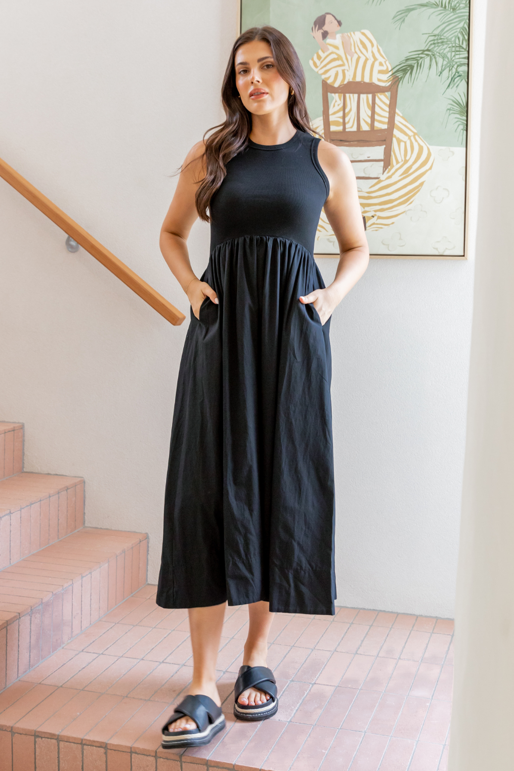 Miriam Midi Tank Dress Black