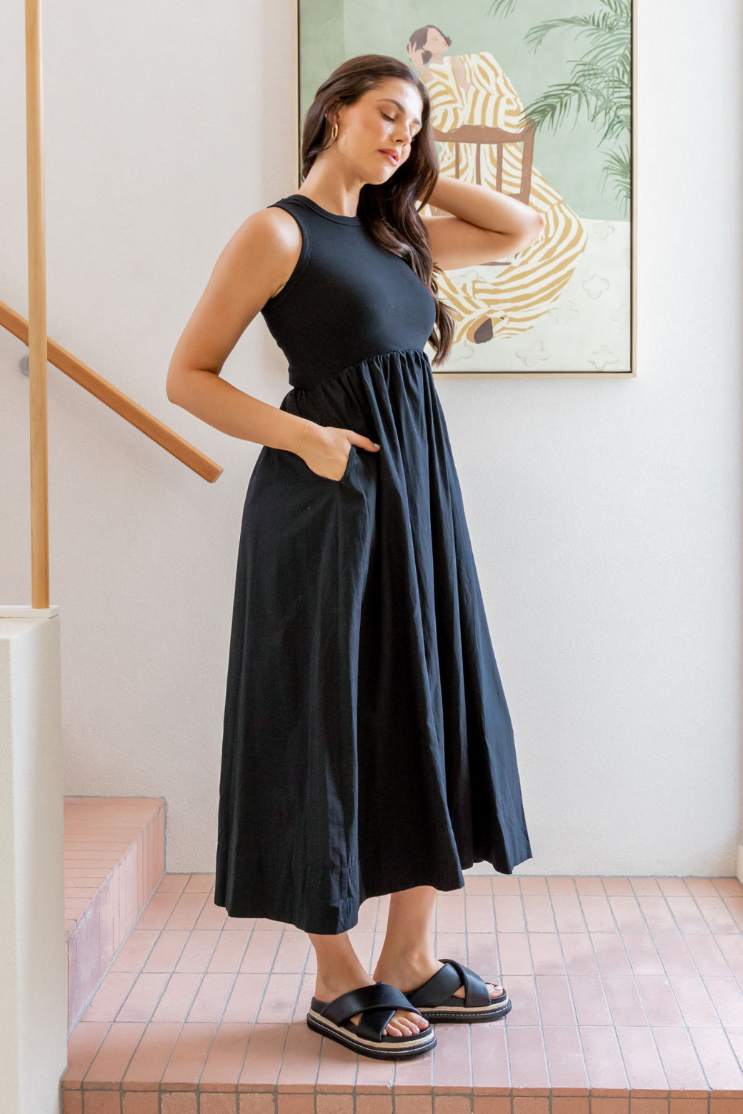 Miriam Midi Tank Dress Black
