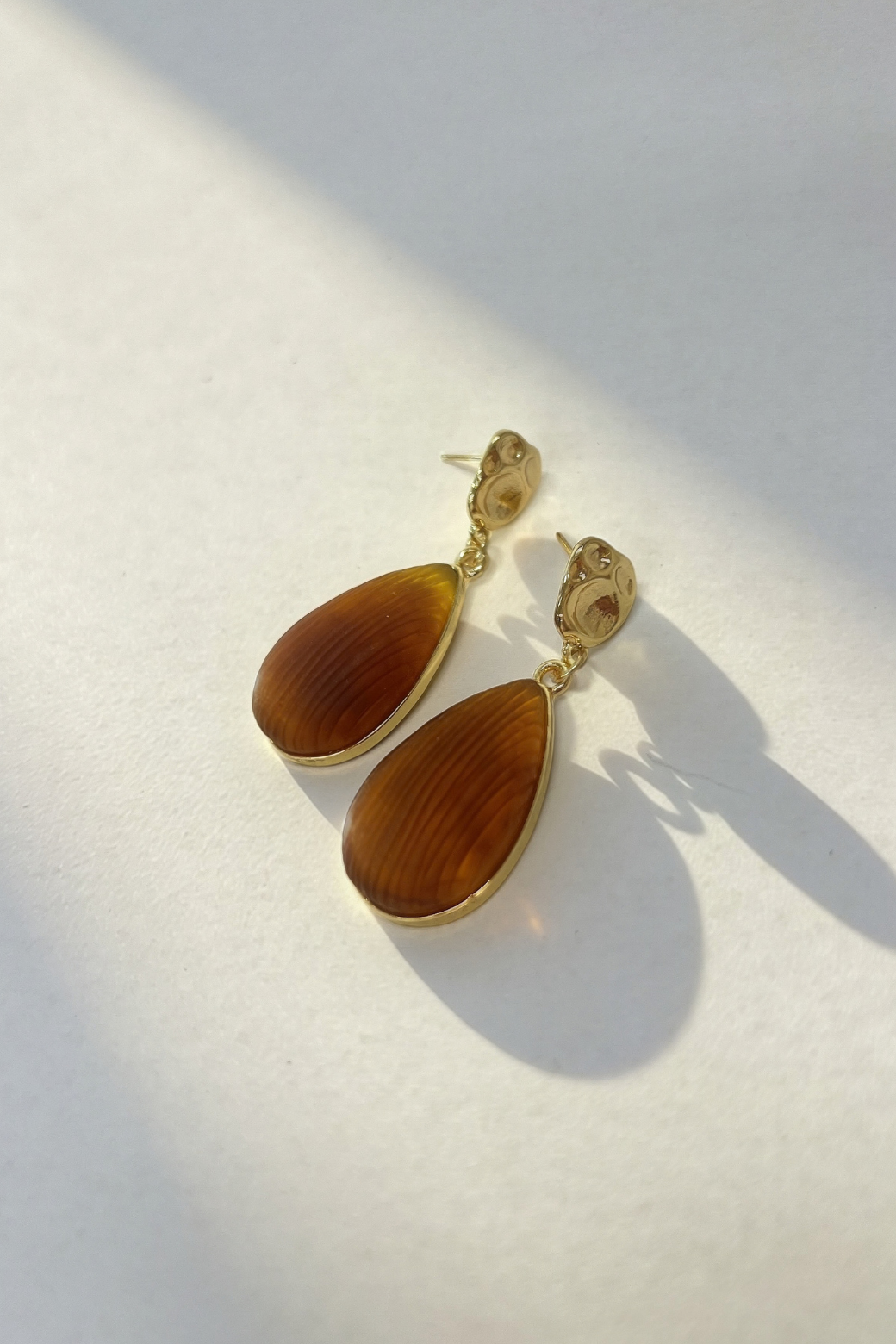 Molten Tear Drop Earring Amber/Gold