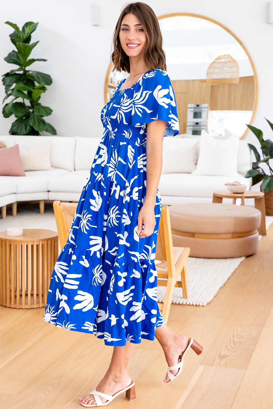 Monique Midi Dress Bora Print Blue