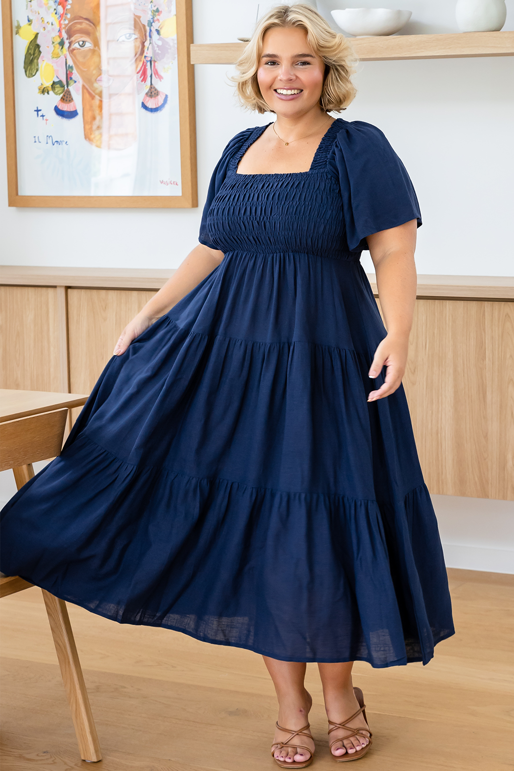 Plus size sales navy midi dress