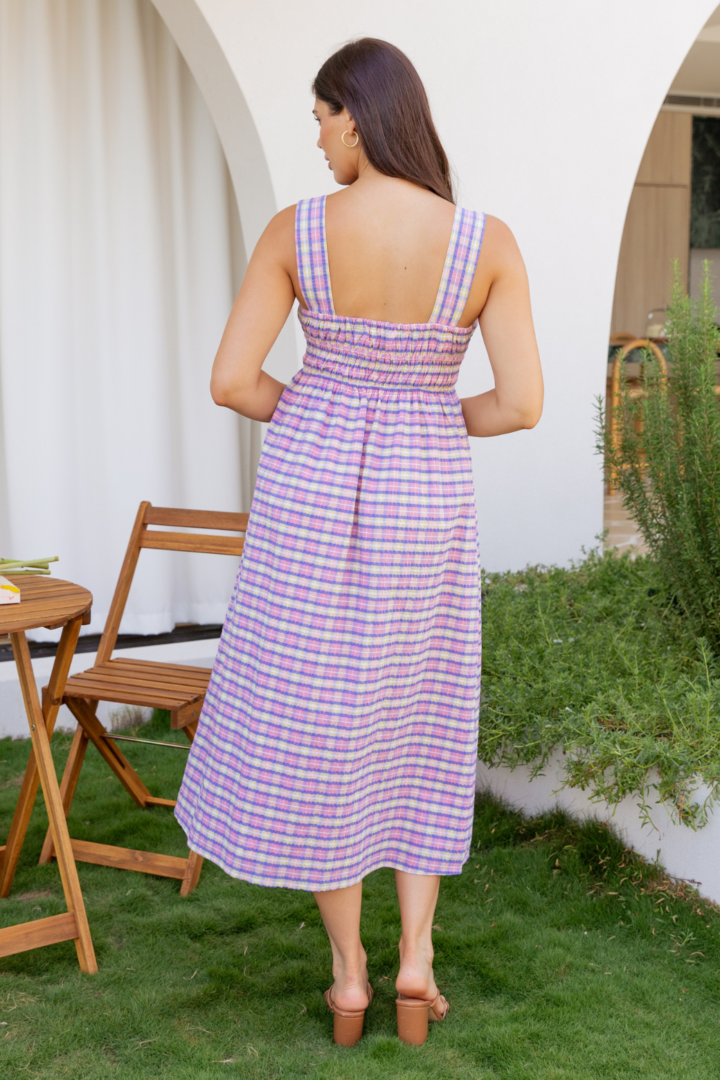Montana Bustier Midi Dress Pink Plaid