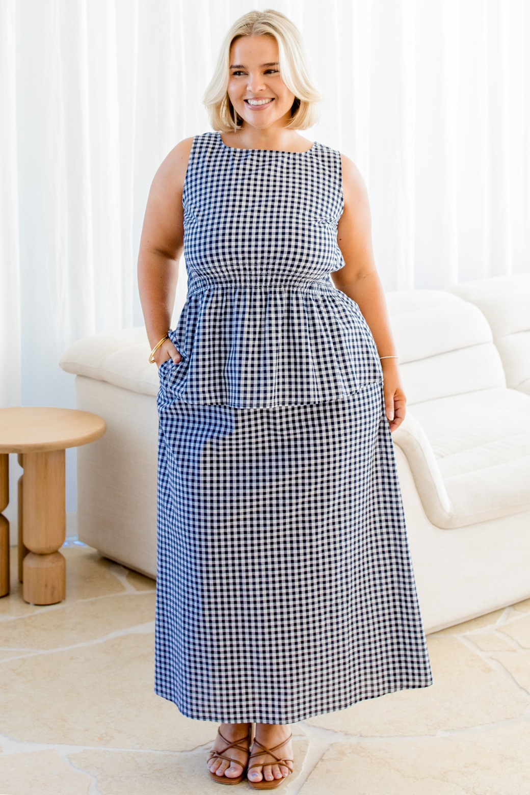 Morrisey Midi Skirt Navy Gingham