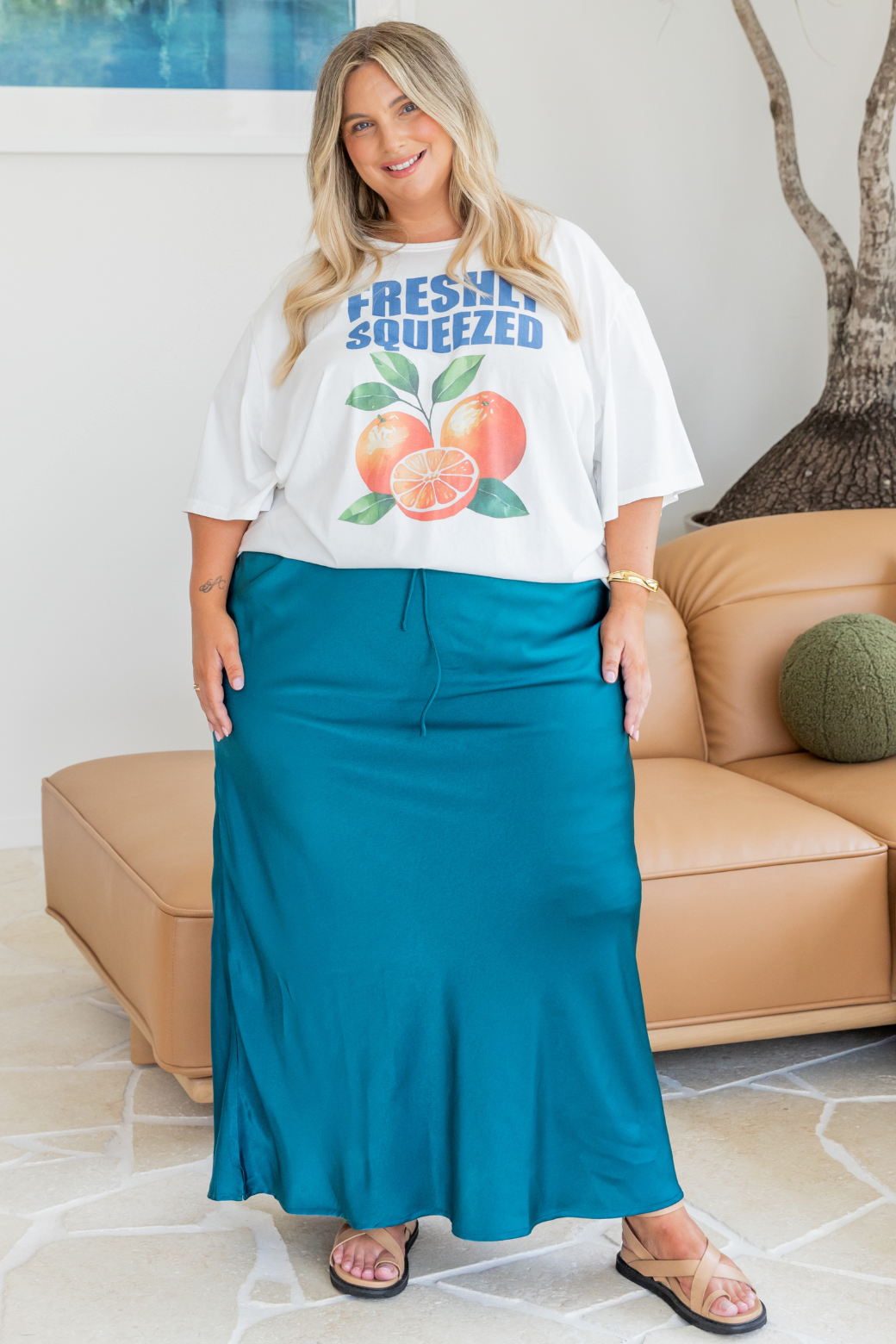 Lyla Bias Cut Skirt Deep Teal